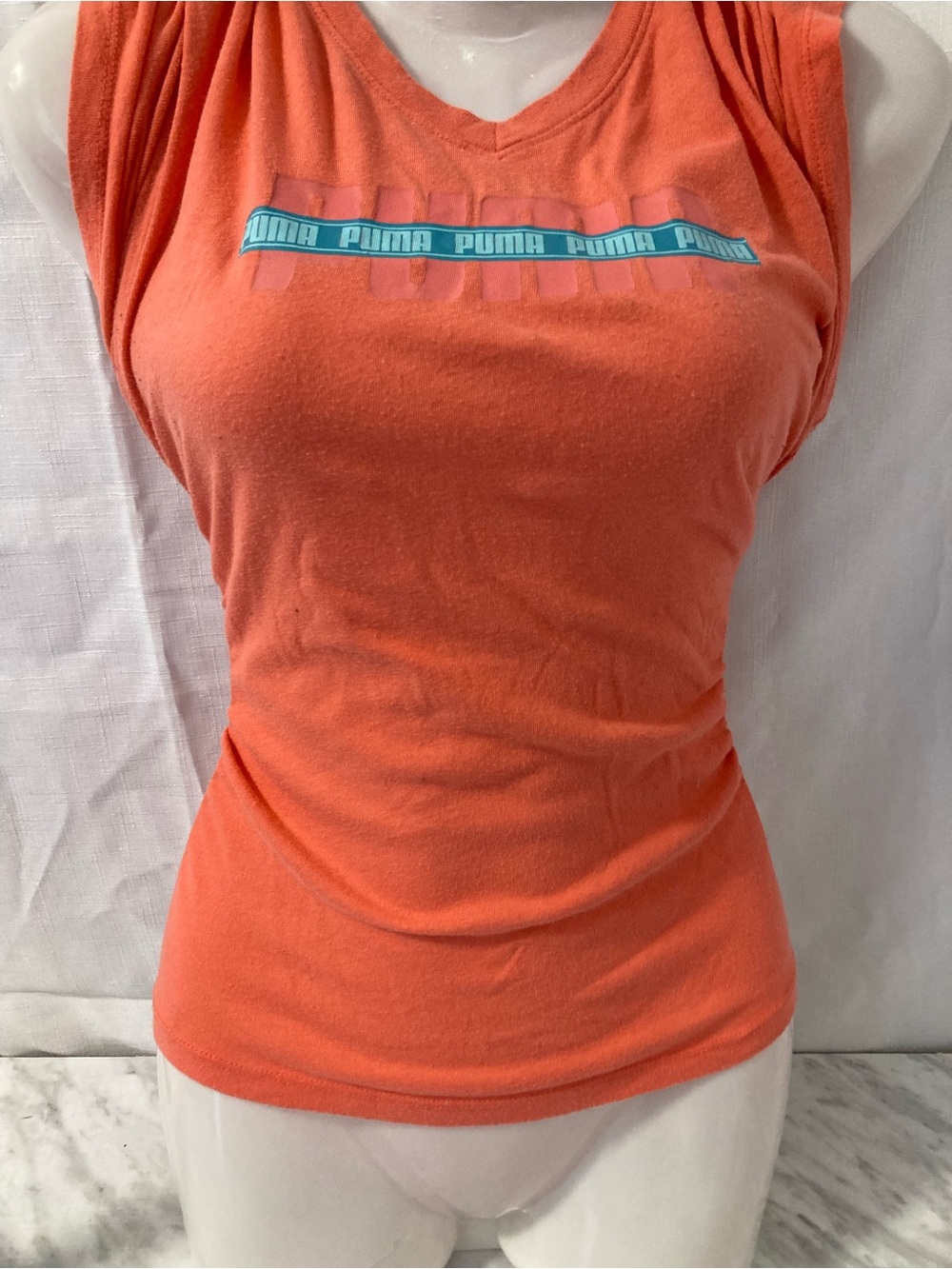 PUMA Orange Logo Tank Top Women's Y2K Sporty XL